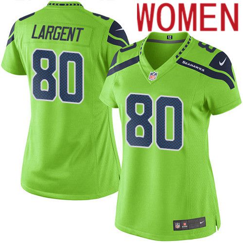 Women Seattle Seahawks #80 Steve Largent Nike Neon Green Game NFL Jersey->women nfl jersey->Women Jersey